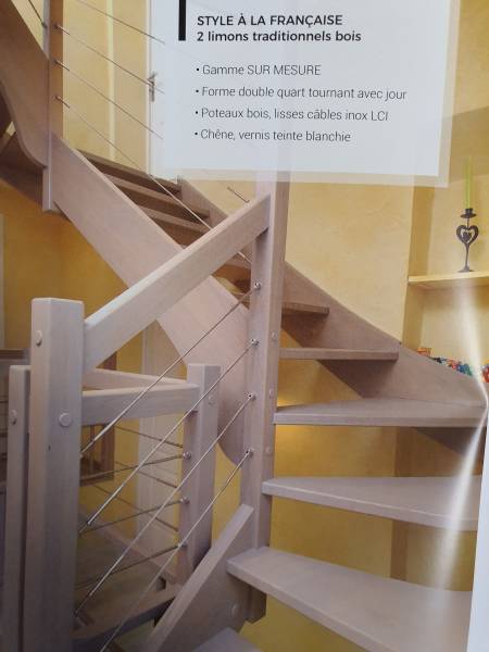 escalier simple en bois sans contre marches avec rampe metal toulouse